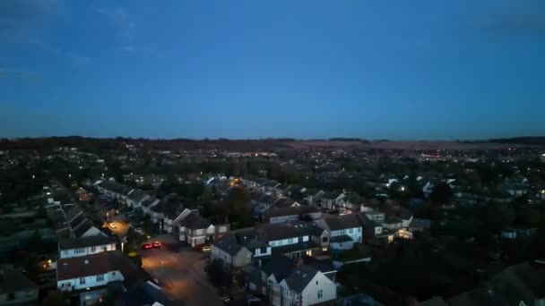 Час Лапсе Лутон Сіті Після Заходу Сонця Захоплений Фотоапаратом Дронів — стокове відео