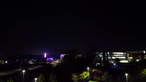 Högvinkelfilm Northampton City England Natten Upplyst Northampton City Tillfångatogs Med — Stockvideo