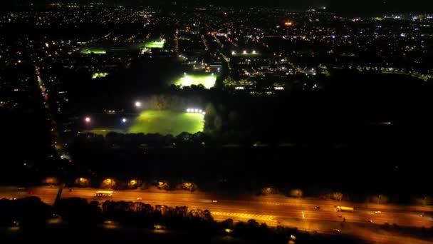 High Angle Beelden Van Northampton City England Tijdens Nacht Verlichte — Stockvideo