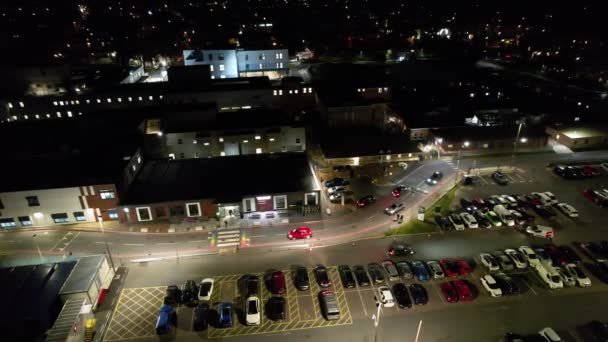 Gece Boyunca Ngiltere Nin Northampton Şehrinin Yüksek Açılı Görüntüleri Aydınlanan — Stok video