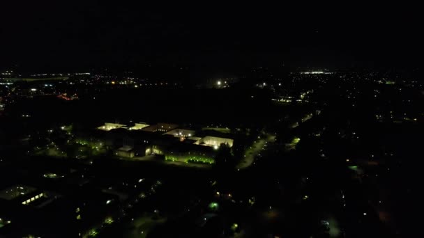 Vysokoúhlé Záběry Northampton City England Během Noci Prosvětlené Northampton City — Stock video