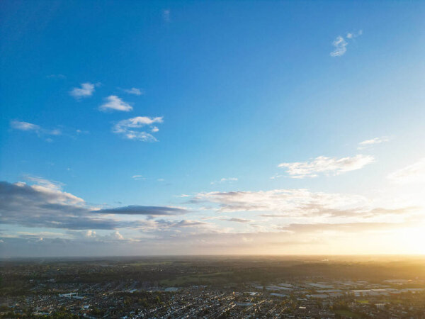 Aerial View of Luton City of England, UK During Sunset. Captured on October 26th, 2023