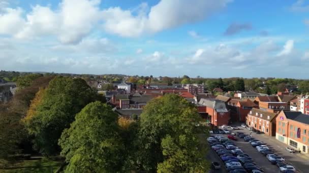 Hochwinkel Des Wohnbezirks Hitchen City England Großbritannien Aufnahmen Mit Drohne — Stockvideo