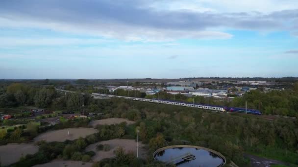 Повітряний Залізничний Вокзал Поїзди Гітчен Англія Великобританія Захоплений Жовтня 2023 — стокове відео