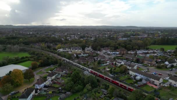 Aerial Railway Station Trains Hitchen England Συνελήφθη Στις Οκτωβρίου 2023 — Αρχείο Βίντεο