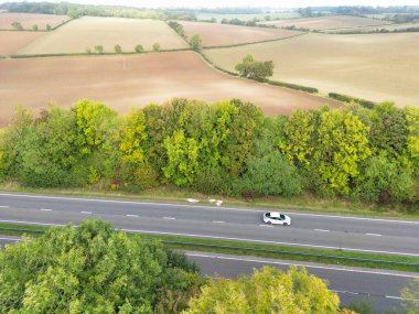 İngiltere 'deki Hitchen Kasabası' nın yüksek açılı manzarası. Fotoğraf 28 Ekim 2023 'te çekilmiştir.