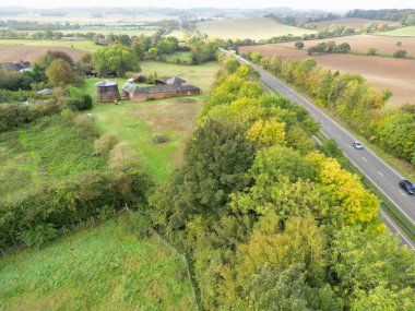 İngiltere 'deki Hitchen Kasabası' nın yüksek açılı manzarası. Fotoğraf 28 Ekim 2023 'te çekilmiştir.