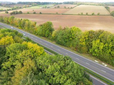 İngiltere 'deki Hitchen Kasabası' nın yüksek açılı manzarası. Fotoğraf 28 Ekim 2023 'te çekilmiştir.