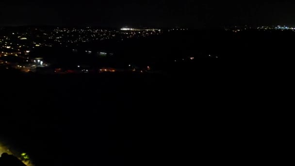 Vysokoúhlé Záběry Northampton City England Během Noci Prosvětlené Northampton City — Stock video