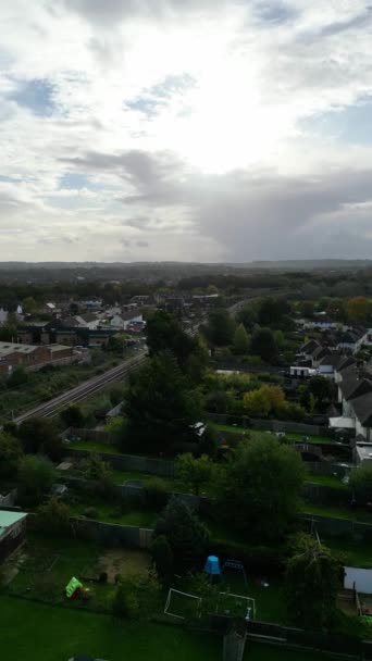Hitchin Town England Catturato Con Fotocamera Del Drone Giorno Nuvoloso — Video Stock