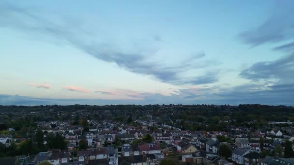 High Angle Footage Von Luton City Bei Sonnenuntergang Filmaufnahmen Mit — Stockvideo