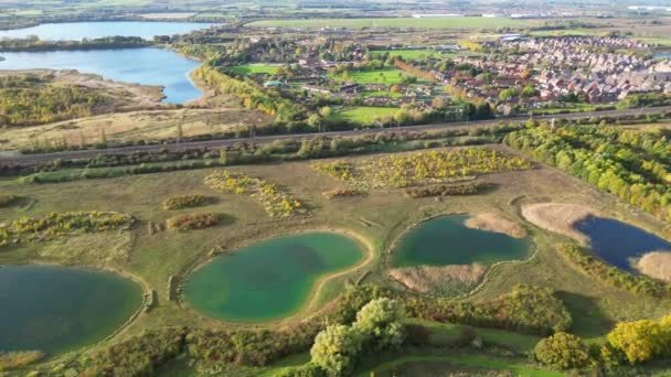Вид Воздуха Большинство Ландшафтов Графства Бедфордшир Великобритания Съемка Сделана Камерой — стоковое видео