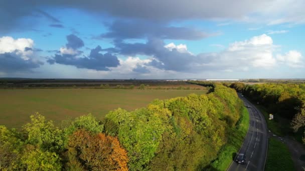 Flygfoto Över Den Vackraste Landsbygden Landskap Bedfordshire England Storbritannien Filmen — Stockvideo