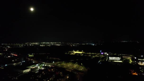 High Angle Footage Northampton City England Night Inglés Illuminated Northampton — Vídeos de Stock