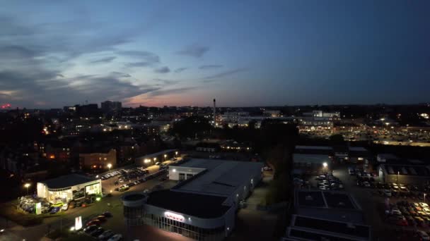 High Angle Footage Northampton City England Night Dalam Bahasa Inggris — Stok Video