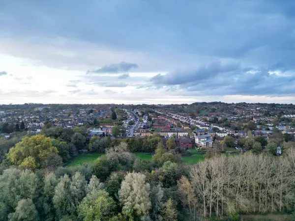 stock image Aerial View of Central Hemel Hempstead Town of England Great Britain, UK. The High Angle Footage Was Captured on November 5th, 2023 During Sunset with Strong and Cold Winds. 