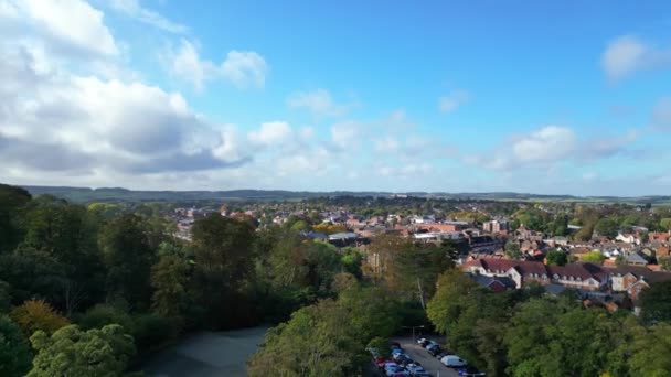Widok Lotu Ptaka Hitchin Town Czasie Dnia Chmury Anglii Nagranie — Wideo stockowe