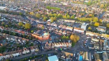 İngiltere, ENGLAND, LUTON - 4 Kasım 2023: Luton City 'deki Bury Park Residential Homes' un Hava Görüntüsü, Drone Camera tarafından yakalandı 
