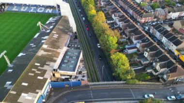 İngiltere, ENGLAND, LUTON - 4 Kasım 2023: Luton City 'deki Bury Park Residential Homes' un Hava Görüntüsü, Drone Camera tarafından yakalandı 