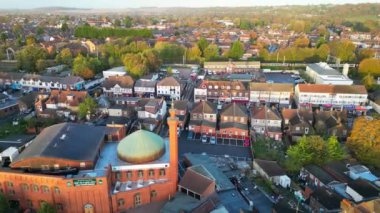 İngiltere, ENGLAND, LUTON - 4 Kasım 2023: Luton City 'deki Bury Park Residential Homes' un Hava Görüntüsü, Drone Camera tarafından yakalandı 