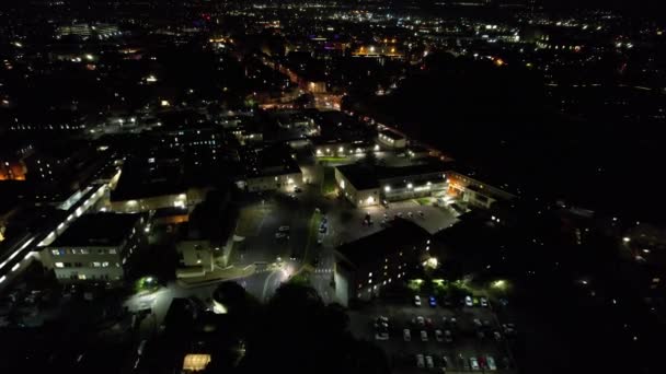 Nagy Szögű Felvételek Northampton City England Éjszaka Megvilágított Northampton City — Stock videók