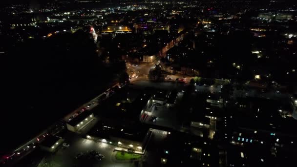 Високорівневі Кадри Нортгемптон Сіті Англія Вночі Освітлений Нортгемптон Сіті Був — стокове відео