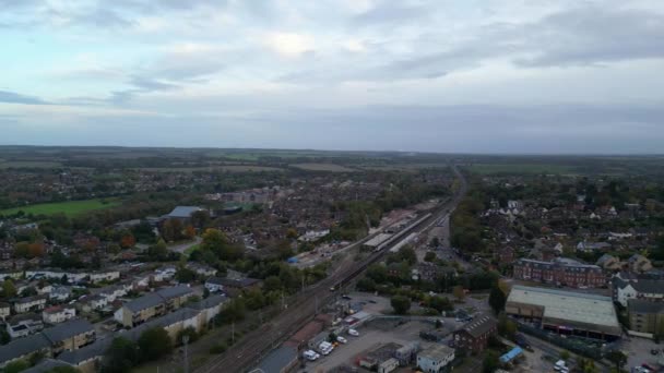 Воздушный Вид Город Хитчин Время Облачного Дня Англия Великобритания Снято — стоковое видео