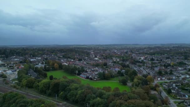 Widok Lotu Ptaka Hitchin Town Czasie Dnia Chmury Anglii Nagranie — Wideo stockowe