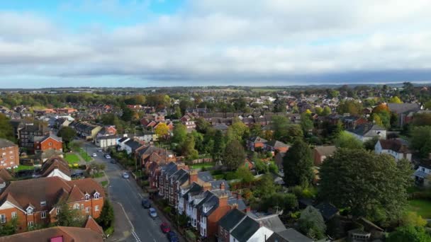 Aerial View Hitchin Town Cloudy Day Inggris Ditangkap Dengan Kamera — Stok Video