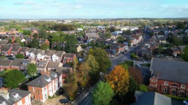 İngiltere 'nin Bulutlu Gününde Hitchin Town' un Hava Görüntüsü. 28 Ekim 2023 'te Drone' un Kamerası ile yakalanmış.