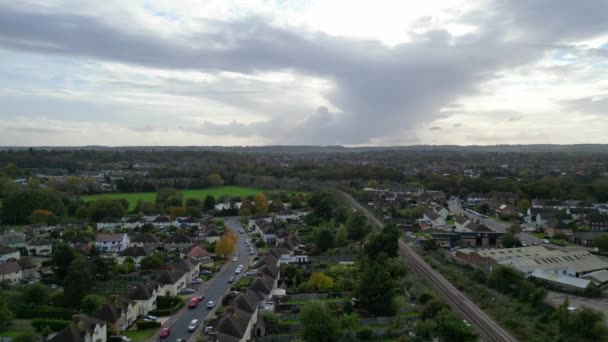 英国云天期间的希钦镇空中景观 2023年10月28日用Drone Camera拍摄 — 图库视频影像