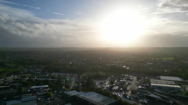 Aerial View Hitchin Town Cloudy Day England Captured Drone Camera — Stock Video