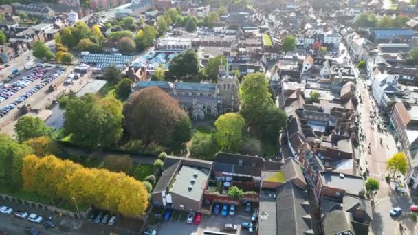 Aerial View Hitchin Town Cloudy Day England Zachycen Kamerou Drone — Stock video