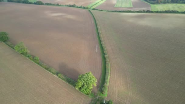 Воздушный След Загородного Ландшафта Хитчине Англия Видеозапись Сделанная Октября 2023 — стоковое видео