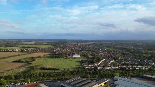 Luchtfoto Van Countryside Landscape Bij Hitchin Towns England Beelden Vastgelegd — Stockvideo