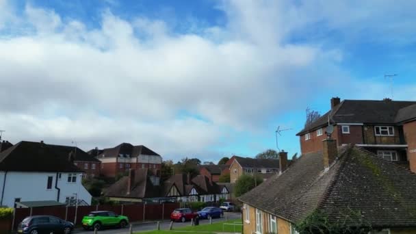 Повітряний Вид Місто Гітчин Під Час Хмарного Дня Англія Великобританія — стокове відео