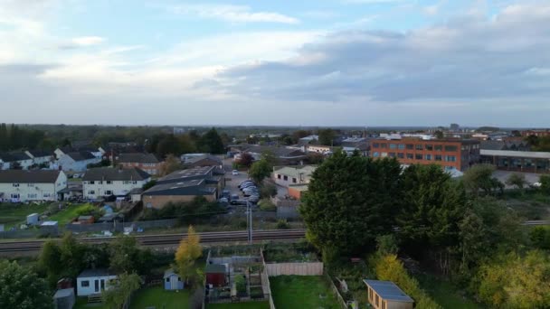Vista Aérea Ciudad Hitchin Durante Día Nublado Inglaterra Capturado Con — Vídeos de Stock