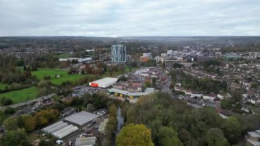 İngiliz Hemel Hempstead Kasabasının Hava Görüntüsü, İngiltere, Drone 's Camera View