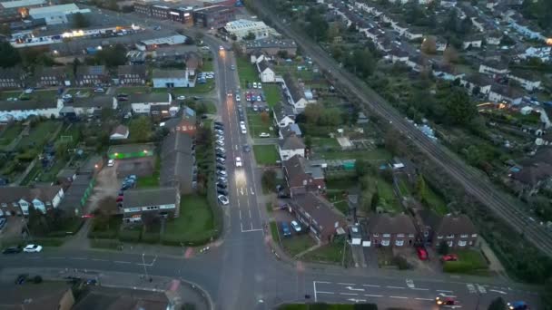 Illuminated Hitchin Ciudad Inglaterra Capturado Con Cámara Del Dron Hora — Vídeos de Stock