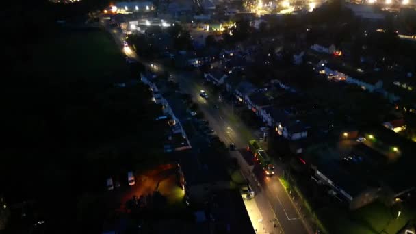 Hitchin Town Illuminata Inghilterra Catturato Con Macchina Fotografica Del Drone — Video Stock