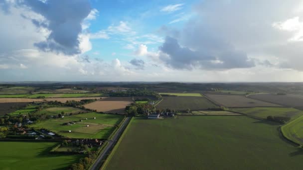 Aerial View Most Beautiful Countryside Landscape Bedfordshire England Velká Británie — Stock video