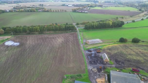 英国贝德福德郡最美丽的乡村风景的空中景观 2023年10月30日 在美丽的部分阴天 用无人机摄像 — 图库视频影像