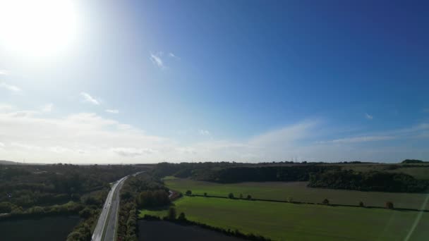 Vista Aérea Del Paisaje Rural Más Hermoso Bedfordshire Inglaterra Reino — Vídeos de Stock
