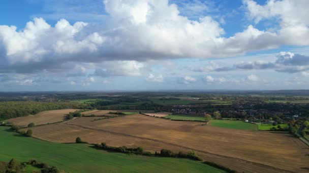 Widok Lotu Ptaka Najpiękniejszego Krajobrazu Wiejskiego Bedfordshire Anglia Wielka Brytania — Wideo stockowe
