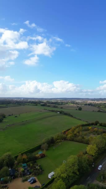 Widok Lotu Ptaka Najpiękniejszego Krajobrazu Wiejskiego Bedfordshire Anglia Wielka Brytania — Wideo stockowe
