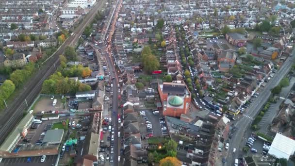 Vue Angle Élevé Des Routes Éclairées Quartier Résidentiel Central Luton — Video