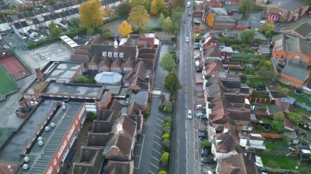 High Angle View Illuminated Roads Residential District Central Luton Town — Stok Video