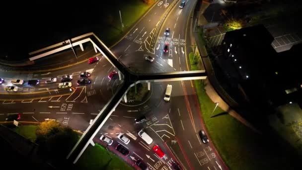Високорівневий Вид Освітлені Дороги Житловий Район Центрального Лутонського Містечка Англії — стокове відео