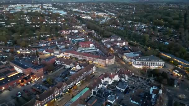 Najpiękniejsze Nagranie High Angle Illuminated Letchworth Garden City England Nagranie — Wideo stockowe