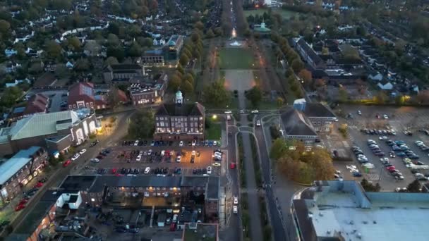 Schönste High Angle Footage Von Beleuchteten Letchworth Garden City England — Stockvideo